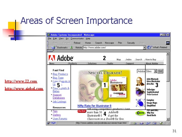 Areas of Screen Importance http: //www. I 2. com http: //www. siebel. com 31