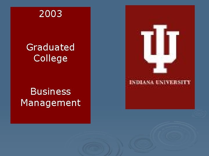 2003 Graduated College Business Management 