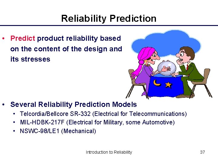 Reliability Prediction • Predict product reliability based on the content of the design and