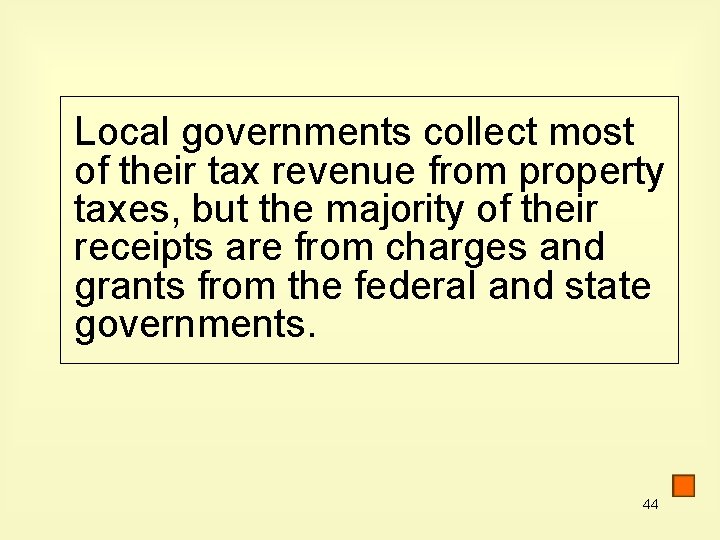 Local governments collect most of their tax revenue from property taxes, but the majority
