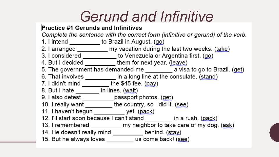 Gerund and Infinitive 
