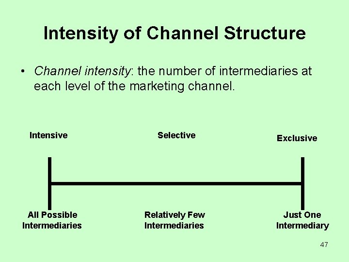 Intensity of Channel Structure • Channel intensity: the number of intermediaries at each level