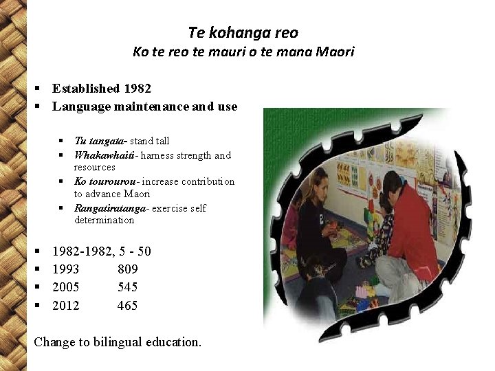 Te kohanga reo Ko te reo te mauri o te mana Maori § Established
