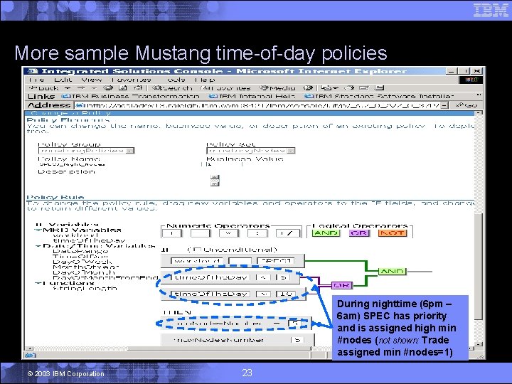 More sample Mustang time-of-day policies During nighttime (6 pm – 6 am) SPEC has