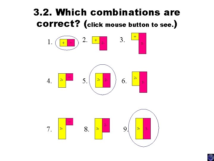 3. 2. Which combinations are correct? (click mouse button to see. ) 1. 2.