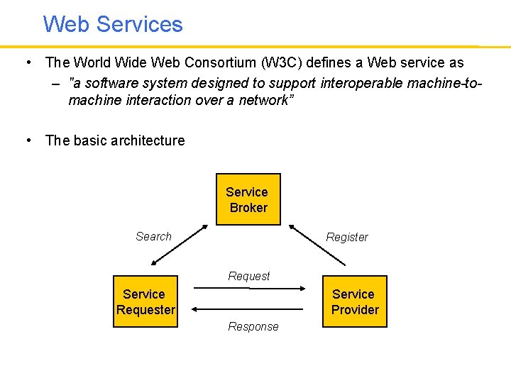 Web Services • The World Wide Web Consortium (W 3 C) defines a Web