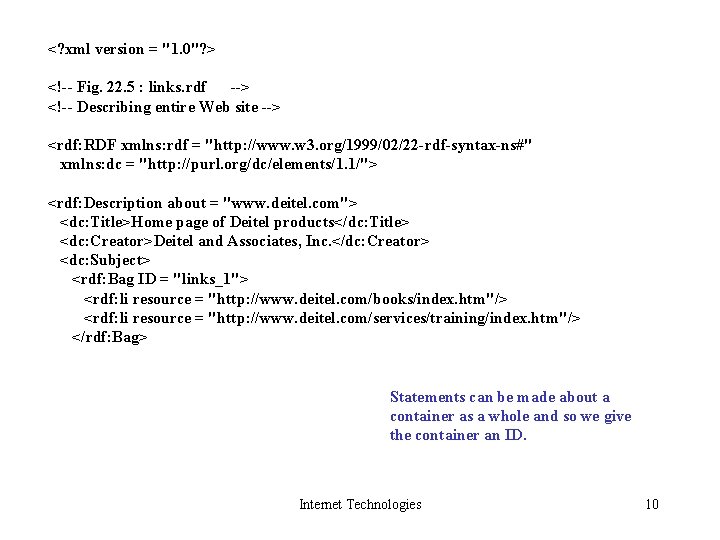 <? xml version = "1. 0"? > <!-- Fig. 22. 5 : links. rdf