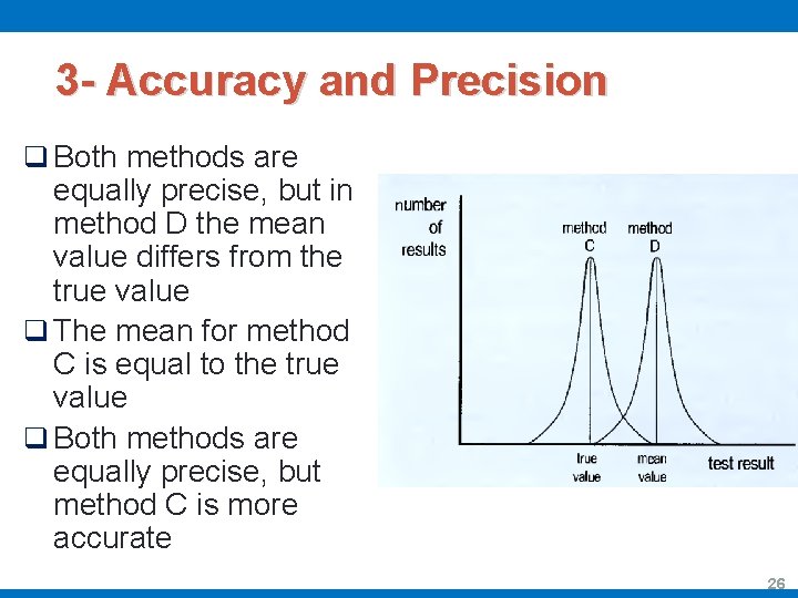 3 - Accuracy and Precision q Both methods are equally precise, but in method