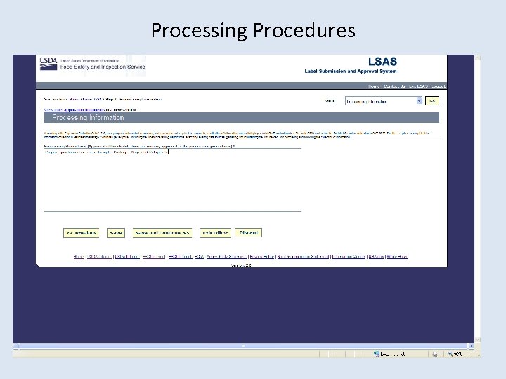 Processing Procedures 