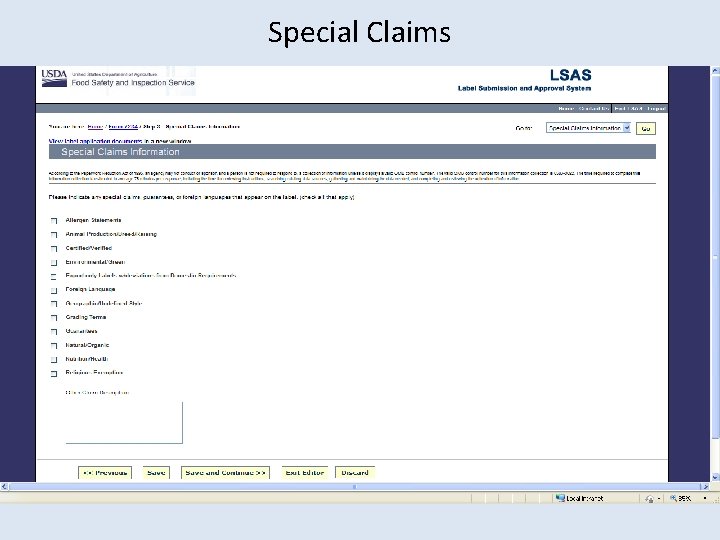 Special Claims 