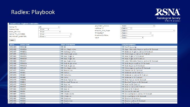 Radlex: Playbook 