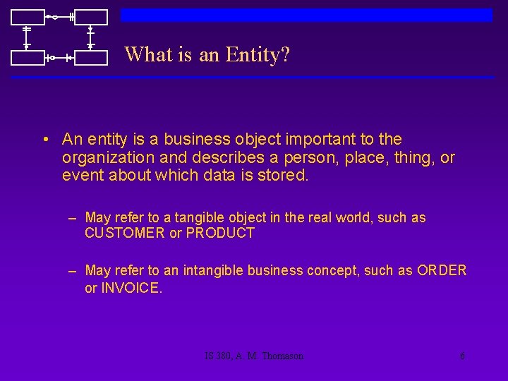 What is an Entity? • An entity is a business object important to the