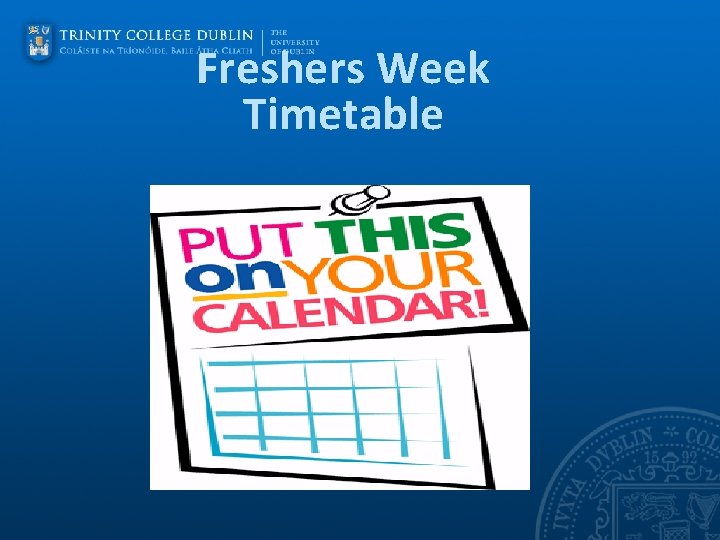 Freshers Week Timetable 