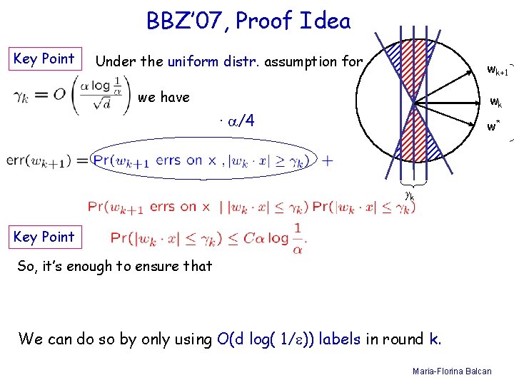 BBZ’ 07, Proof Idea Key Point Under the uniform distr. assumption for wk+1 we