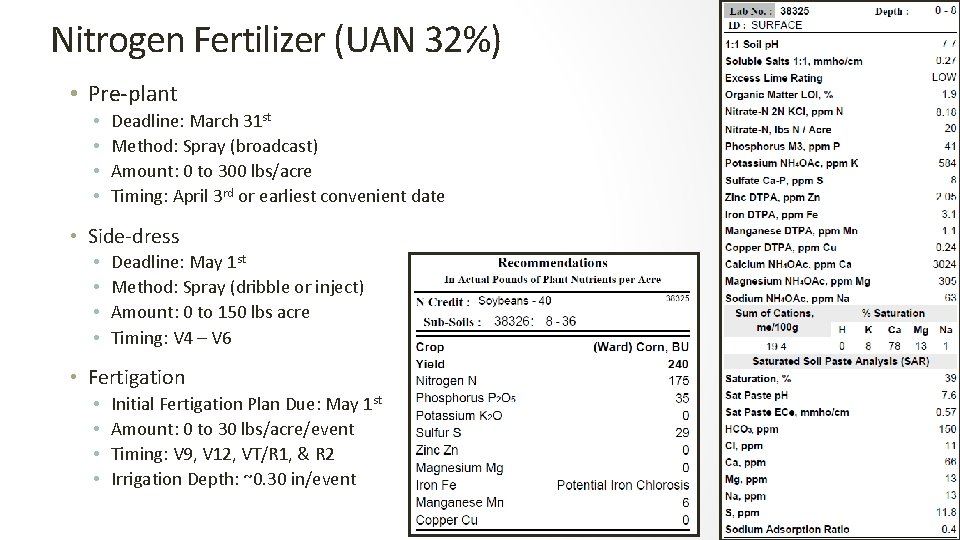 Nitrogen Fertilizer (UAN 32%) • Pre-plant • • Deadline: March 31 st Method: Spray