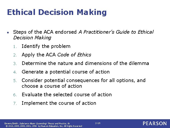 Ethical Decision Making ● Steps of the ACA endorsed A Practitioner’s Guide to Ethical Ethical Decision Making ● Steps of the ACA endorsed A Practitioner’s Guide to Ethical