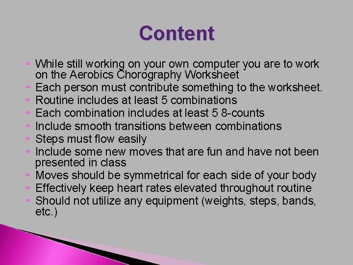Content While still working on your own computer you are to work on the