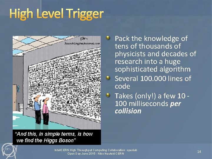 High Level Trigger Pack the knowledge of tens of thousands of physicists and decades