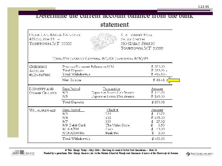 1. 2. 3. G 1 Determine the current account balance from the bank statement