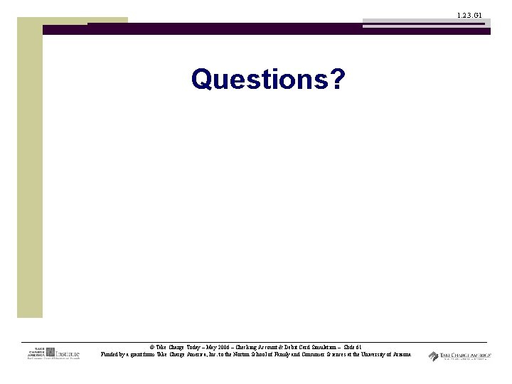 1. 2. 3. G 1 Questions? © Take Charge Today – May 2006 –