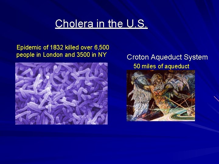 Cholera in the U. S. Epidemic of 1832 killed over 6, 500 people in