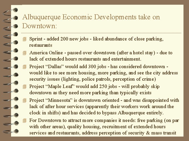 Albuquerque Economic Developments take on Downtown: 4 Sprint - added 200 new jobs -