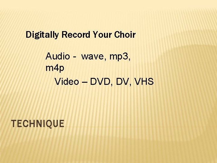 Digitally Record Your Choir Audio - wave, mp 3, m 4 p Video –