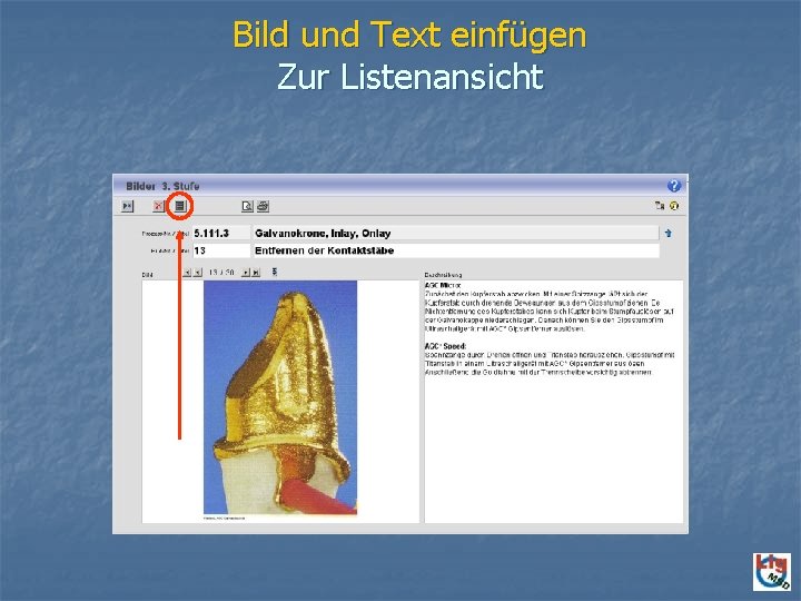 Bild und Text einfügen Zur Listenansicht 