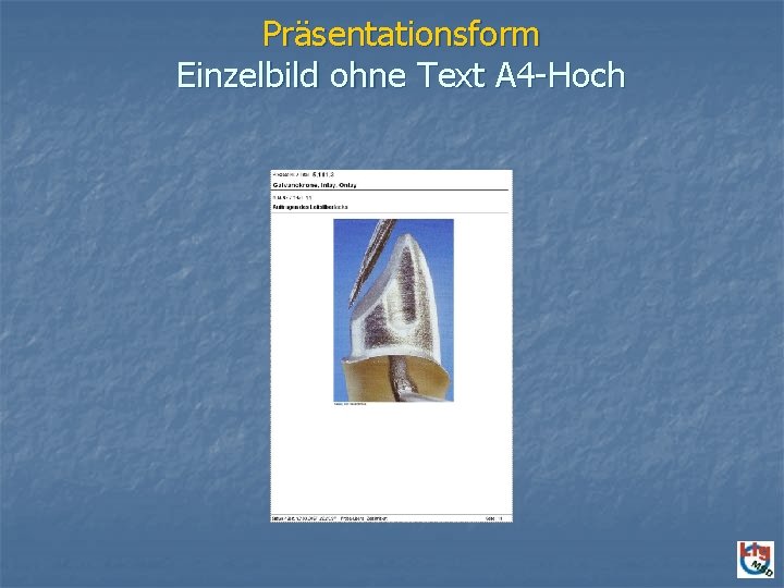 Präsentationsform Einzelbild ohne Text A 4 -Hoch 