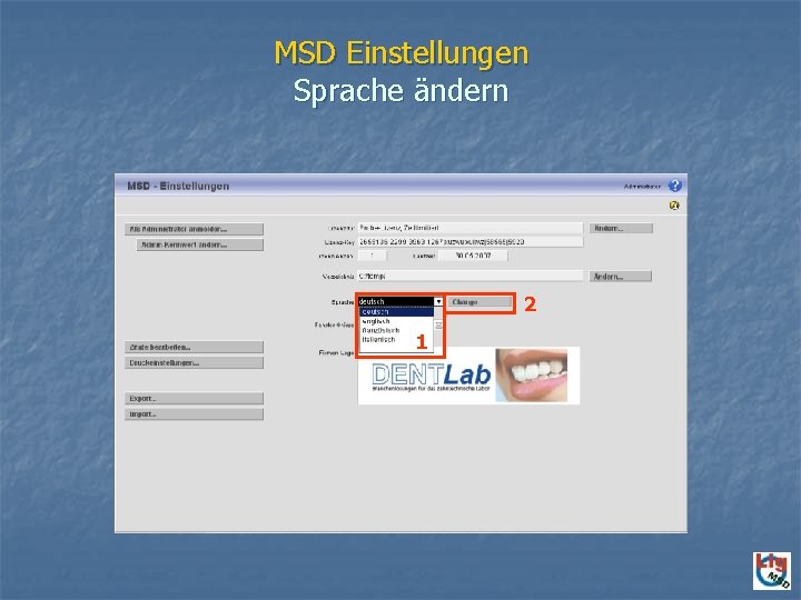 MSD Einstellungen Sprache ändern 2 1 