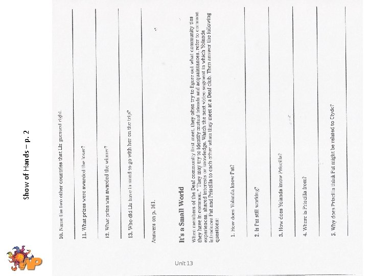 Unit 13 Show of Hands – p. 2 