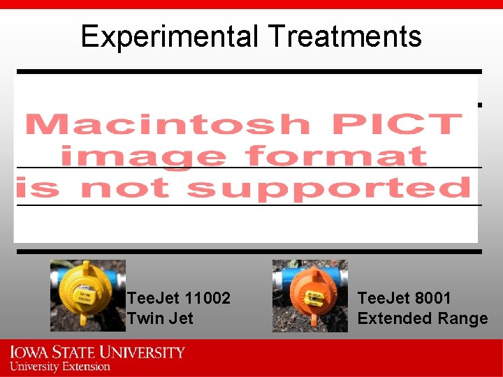 Experimental Treatments Tee. Jet 11002 Twin Jet Tee. Jet 8001 Extended Range 