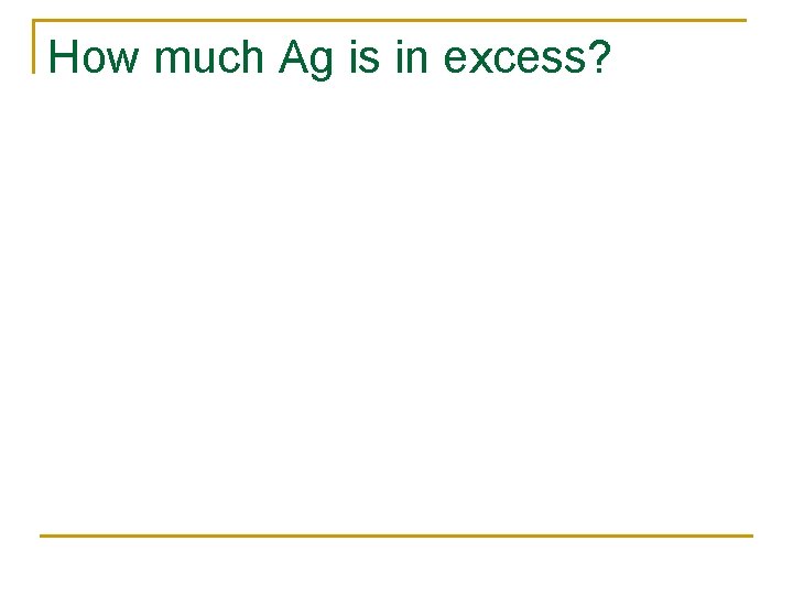 How much Ag is in excess? 