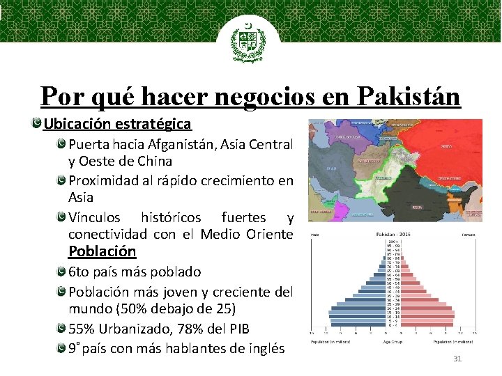 Por qué hacer negocios en Pakistán Ubicación estratégica Puerta hacia Afganistán, Asia Central y