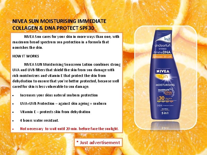 NIVEA SUN MOISTURISING IMMEDIATE COLLAGEN & DNA PROTECT SPF 30 NIVEA Sun cares for