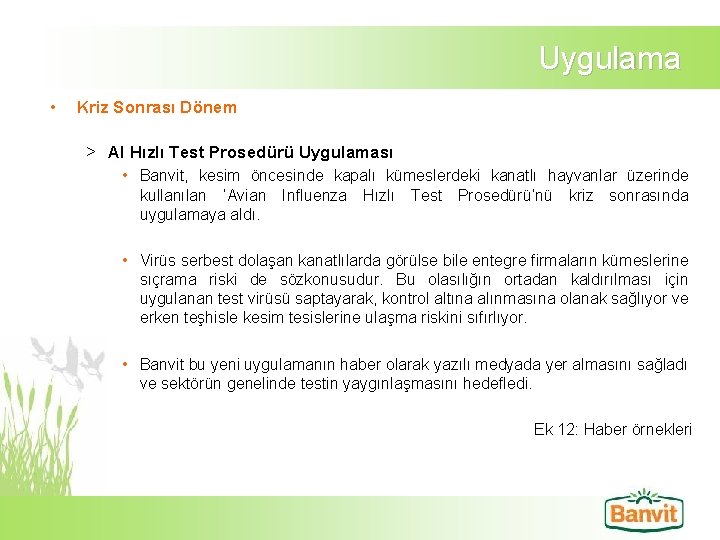 Uygulama • Kriz Sonrası Dönem > AI Hızlı Test Prosedürü Uygulaması • Banvit, kesim