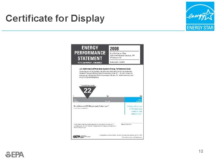 Certificate for Display 10 