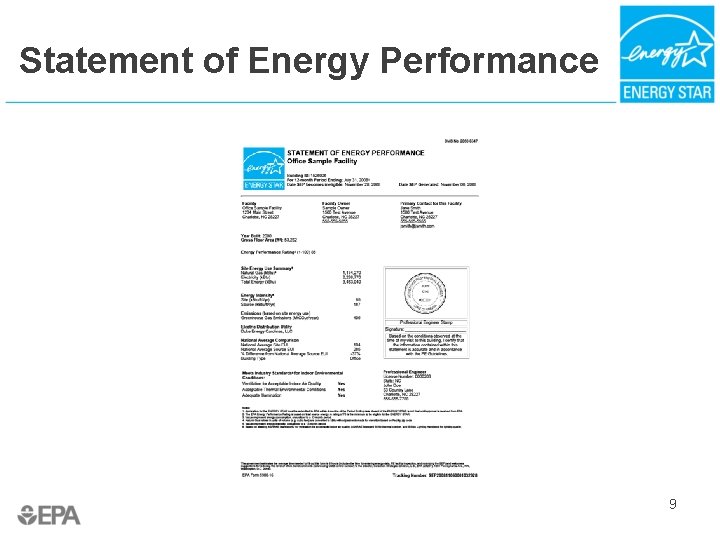 Statement of Energy Performance 9 