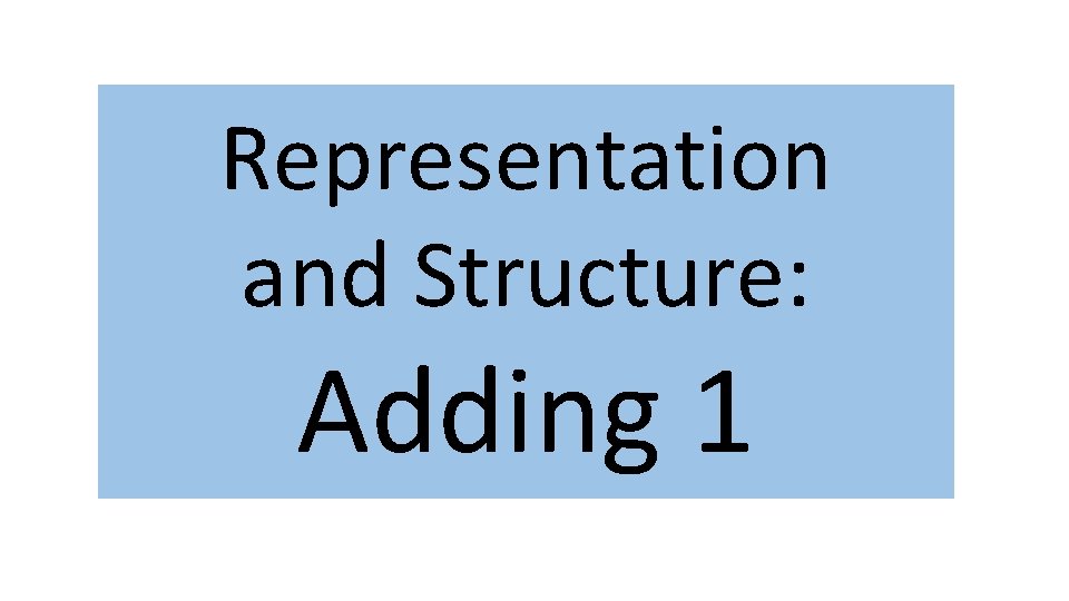 Representation and Structure: Adding 1 