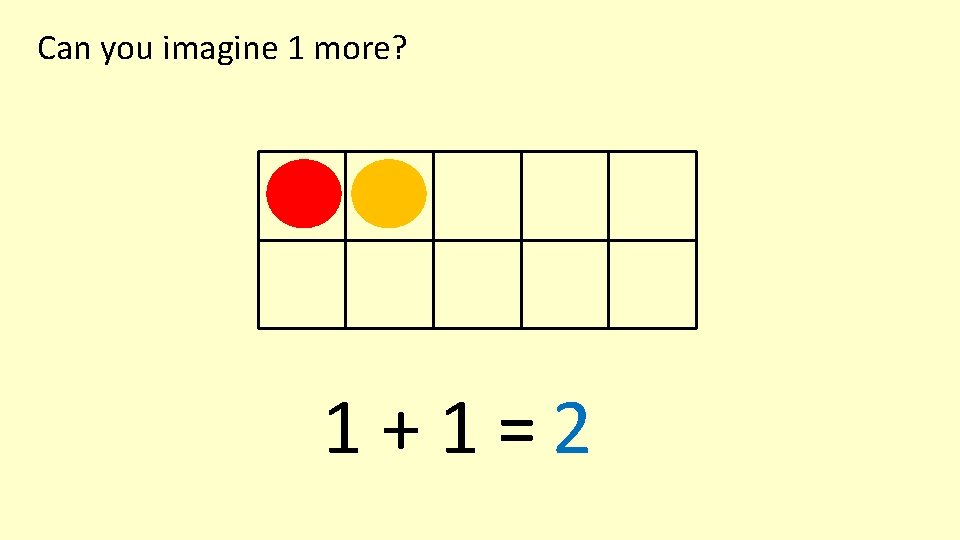 Can you imagine 1 more? 1+1=2 