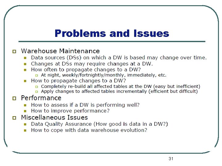 Problems and Issues 31 