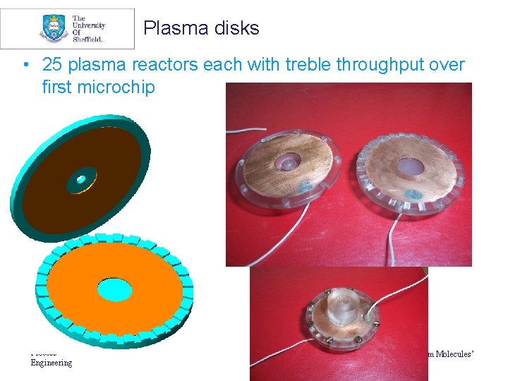 Plasma disks • 25 plasma reactors each with treble throughput over first microchip Chemical