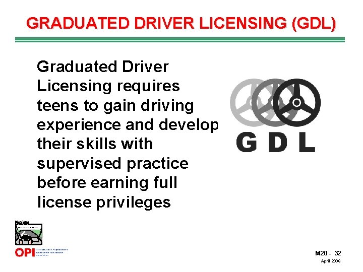 GRADUATED DRIVER LICENSING (GDL) Graduated Driver Licensing requires teens to gain driving experience and