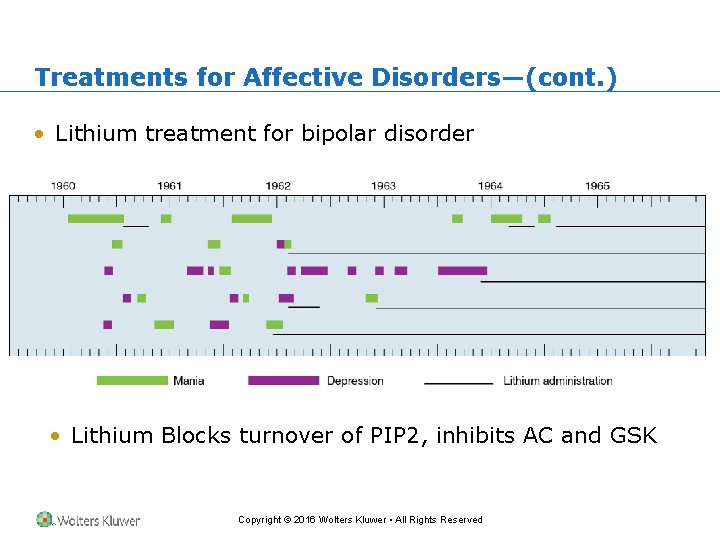 Treatments for Affective Disorders—(cont. ) • Lithium treatment for bipolar disorder • Lithium Blocks