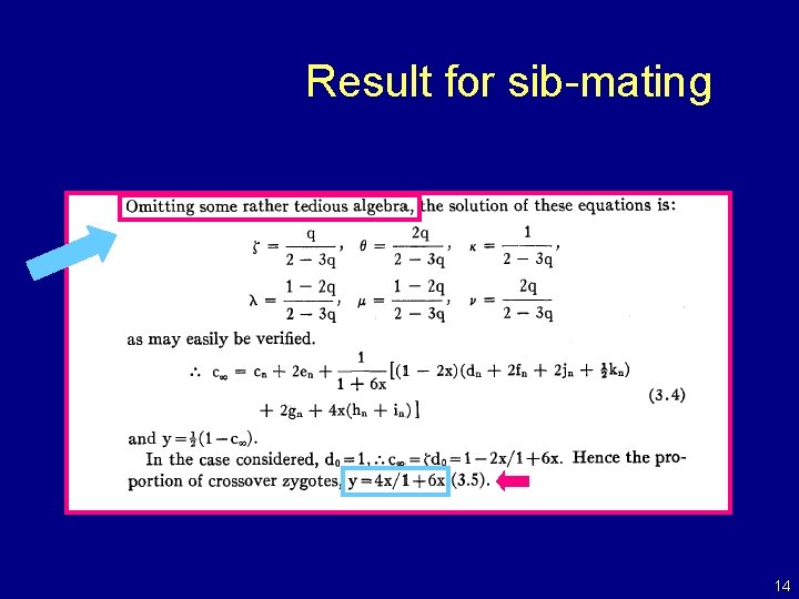 Result for sib-mating 14 