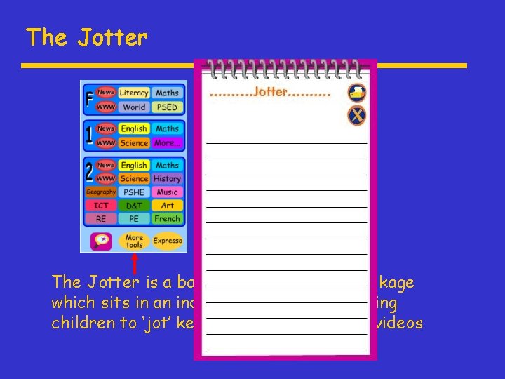 The Jotter 8. The Jotter is a basic word processing package which sits in