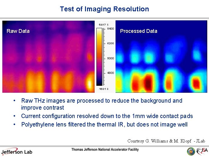 Test of Imaging Resolution Raw Data Processed Data • Raw THz images are processed