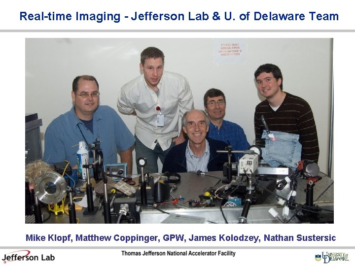Real-time Imaging - Jefferson Lab & U. of Delaware Team Mike Klopf, Matthew Coppinger,
