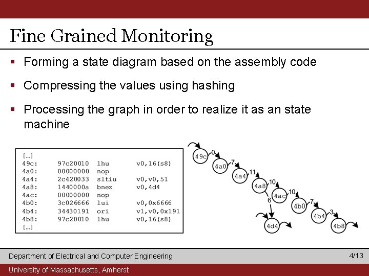 Fine Grained Monitoring § Forming a state diagram based on the assembly code §