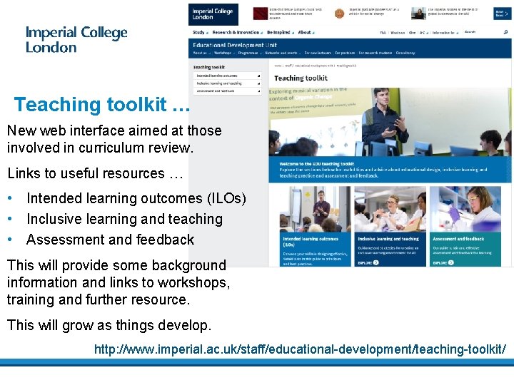 Teaching toolkit … New web interface aimed at those involved in curriculum review. Links